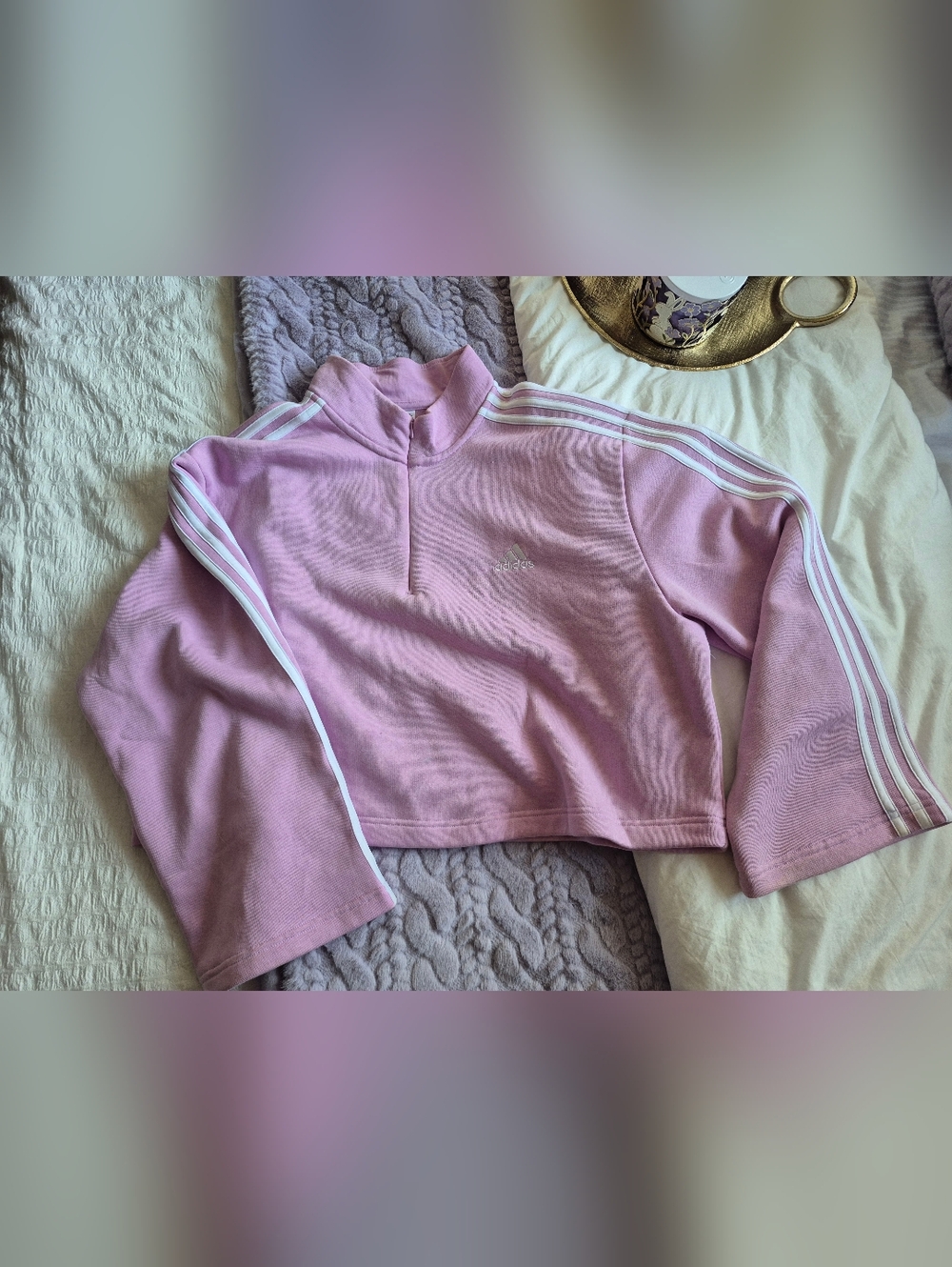 Adidas Lilac Half Zip Crop Pullover
